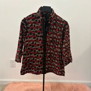Ali Miles Red and Black Patterned Cape